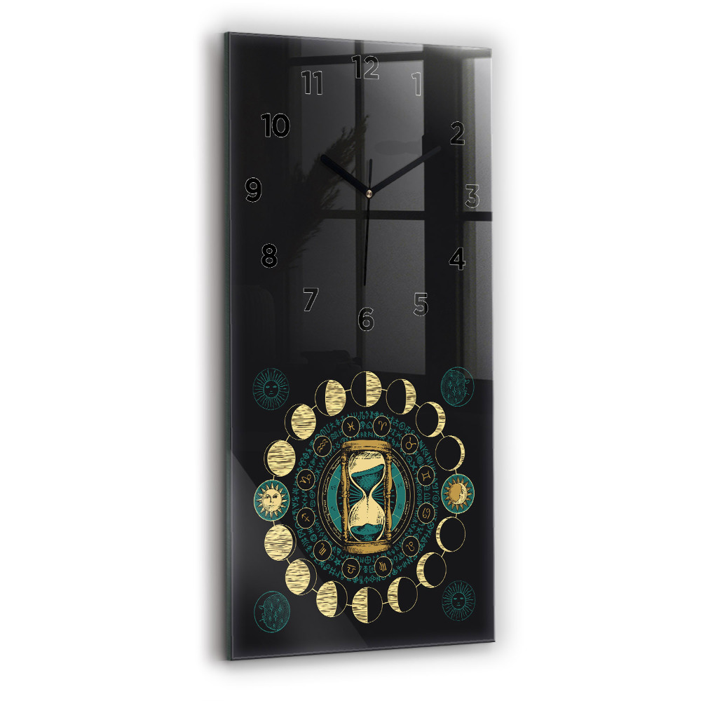 Horloge rectangulaire verticale Phases de la lune et sablier