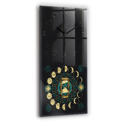 Horloge rectangulaire verticale Phases de la lune et sablier