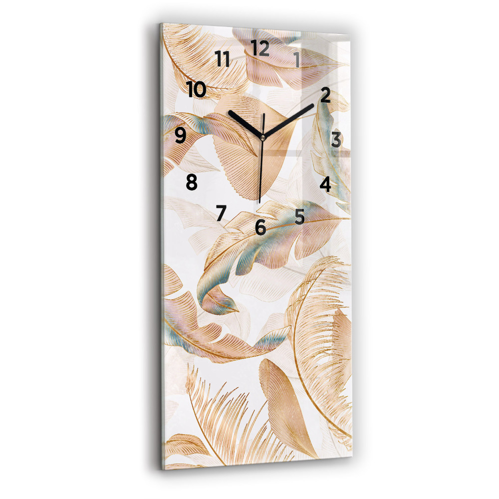 Horloge murale en verre rectangulaire Motif de feuilles de la nature
