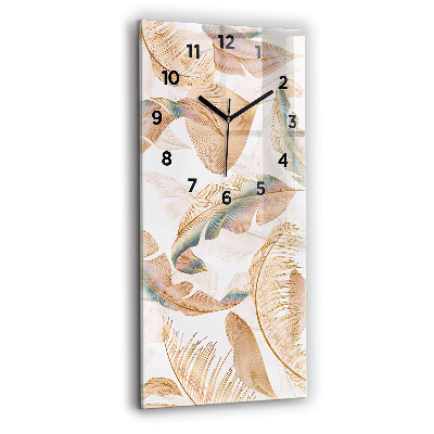 Horloge murale en verre rectangulaire Motif de feuilles de la nature