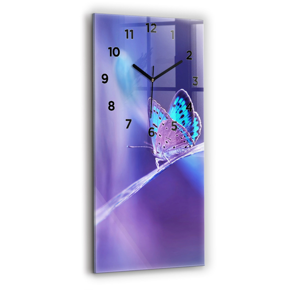 Horloge murale verticale Papillon sur l'herbe