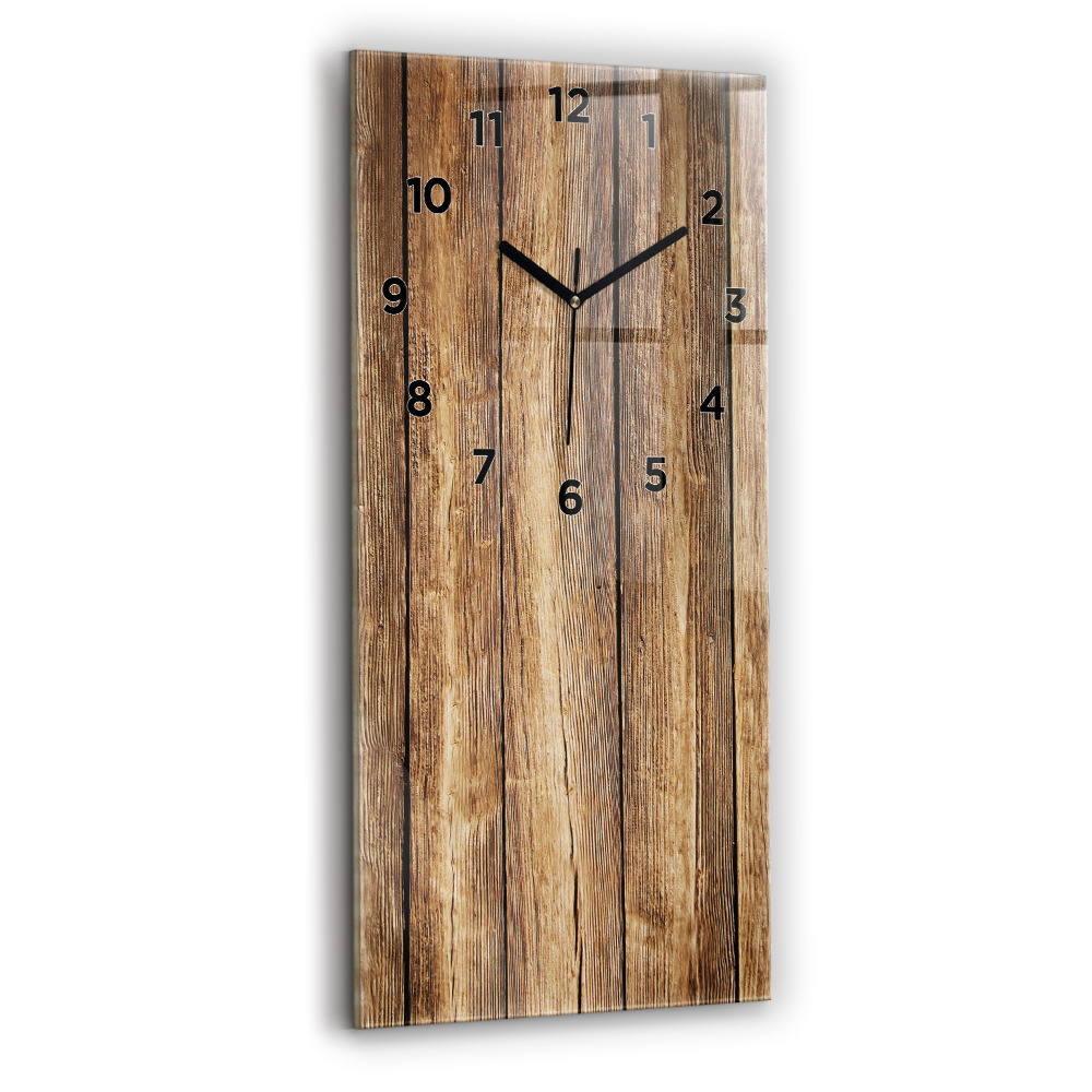 Horloge verticale en verre Planches en bois