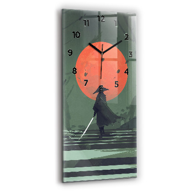 Horloge verticale en verre Samouraï dans la forêt
