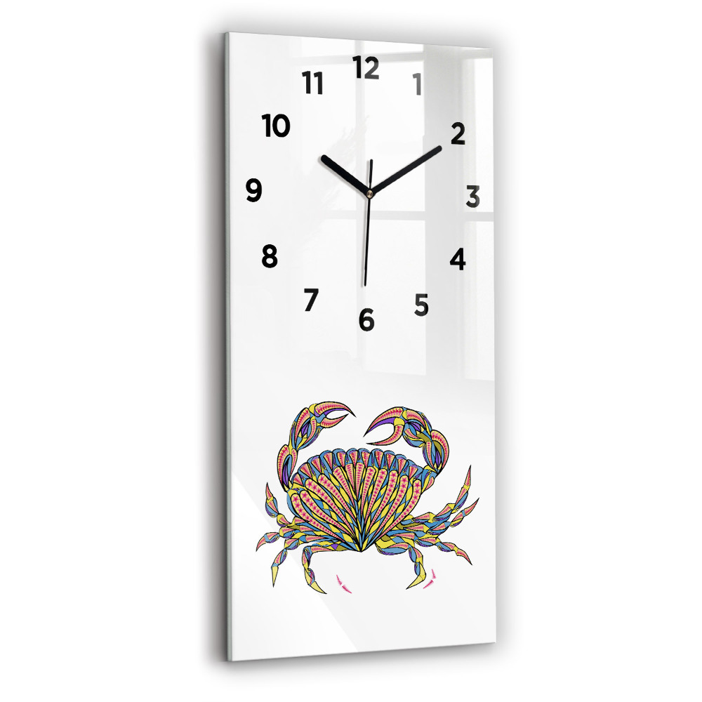 Horloge verticale en verre Crabe ethnique