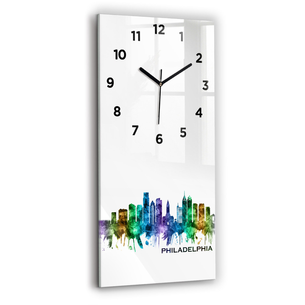 Horloge murale en verre rectangulaire Philadelphie colorée