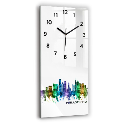 Horloge murale en verre rectangulaire Philadelphie colorée