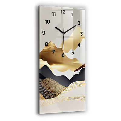 Horloge rectangulaire verticale Montagnes abstraites dorées