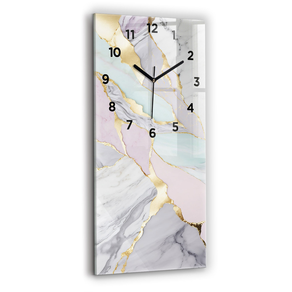 Horloge murale en verre rectangulaire Motif de marbre
