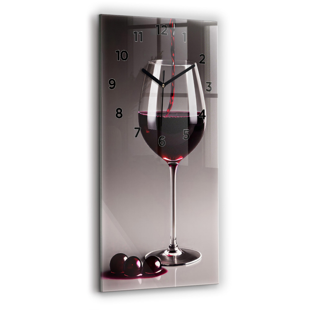 Horloge murale en verre rectangulaire Lampe de vin rouge