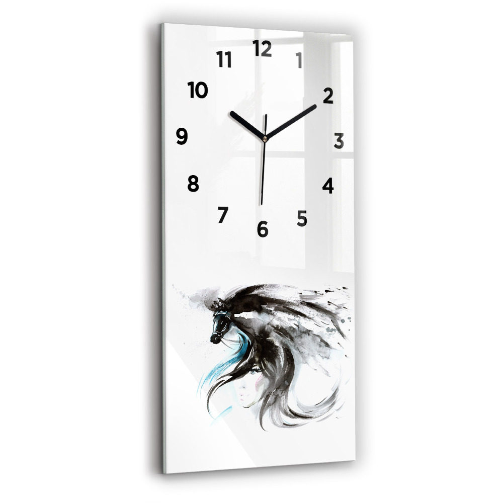 Horloge rectangulaire verticale Cheval et femme abstraits