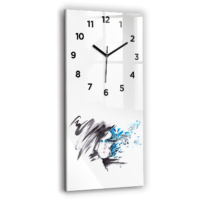 Horloge murale en verre rectangulaire Visage de femme abstrait