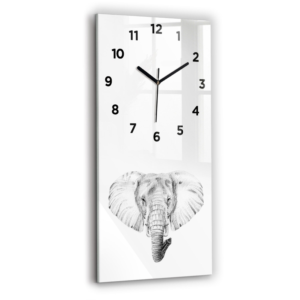 Horloge rectangulaire verticale Tête d'éléphant graphique