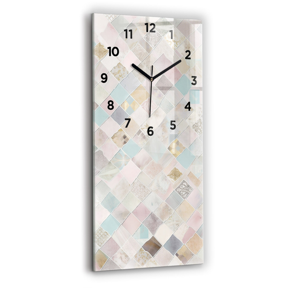 Horloge rectangulaire verticale Tuiles colorées