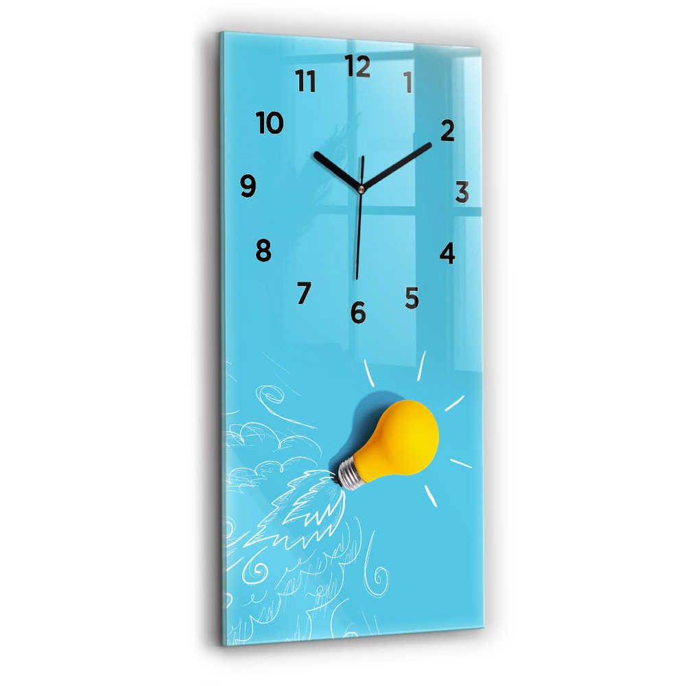 Horloge murale en verre rectangulaire Dessin d'ampoule