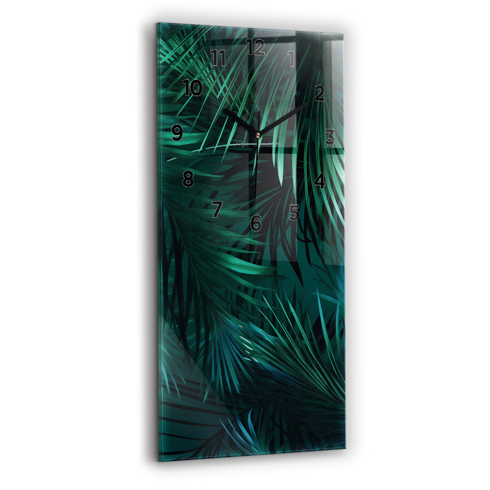 Horloge verticale en verre Feuilles tropicales