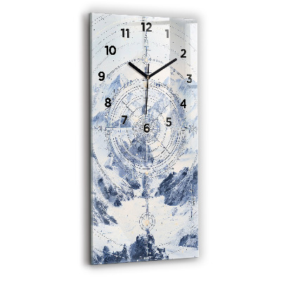 Horloge verticale en verre Dessins bleus