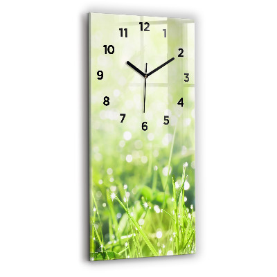 Horloge murale verticale Herbe verte