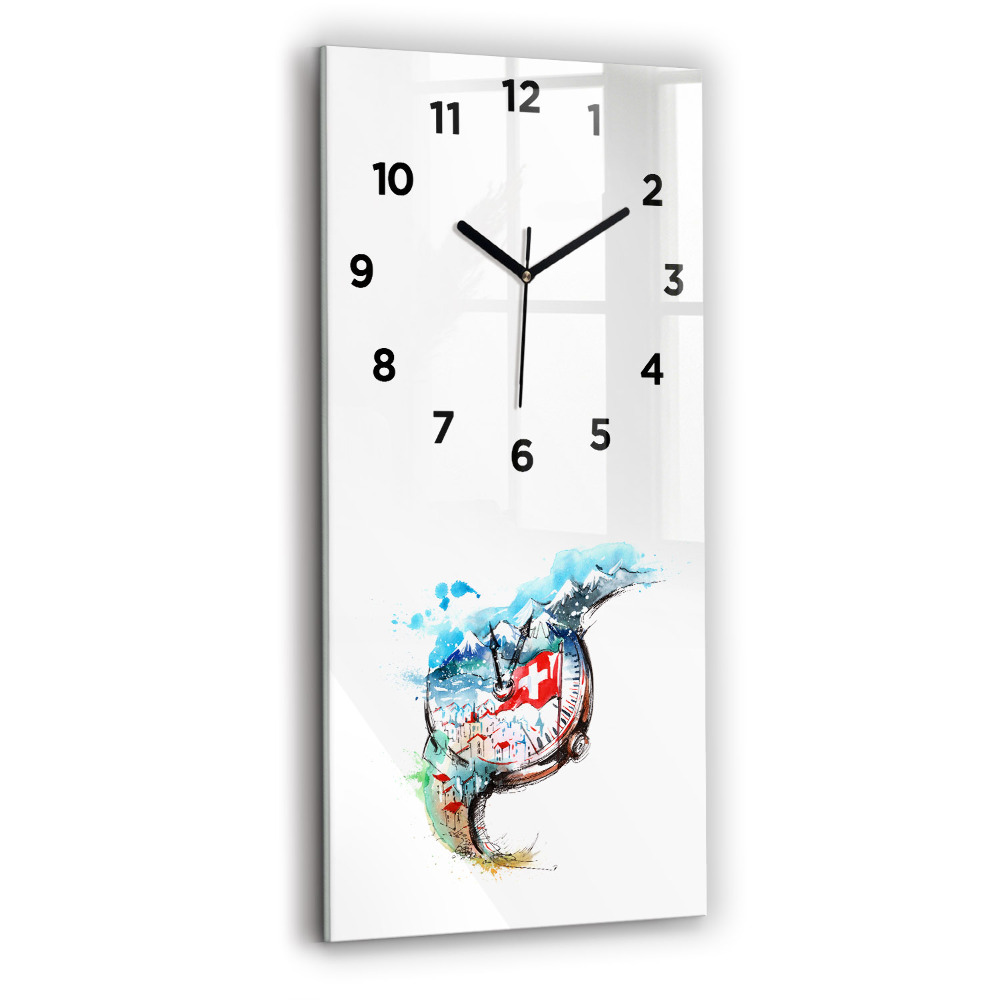 Horloge murale en verre rectangulaire Montre suisse