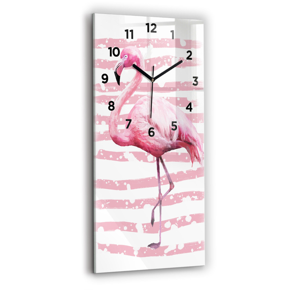 Horloge rectangulaire verticale Graphique d'un flamant rose
