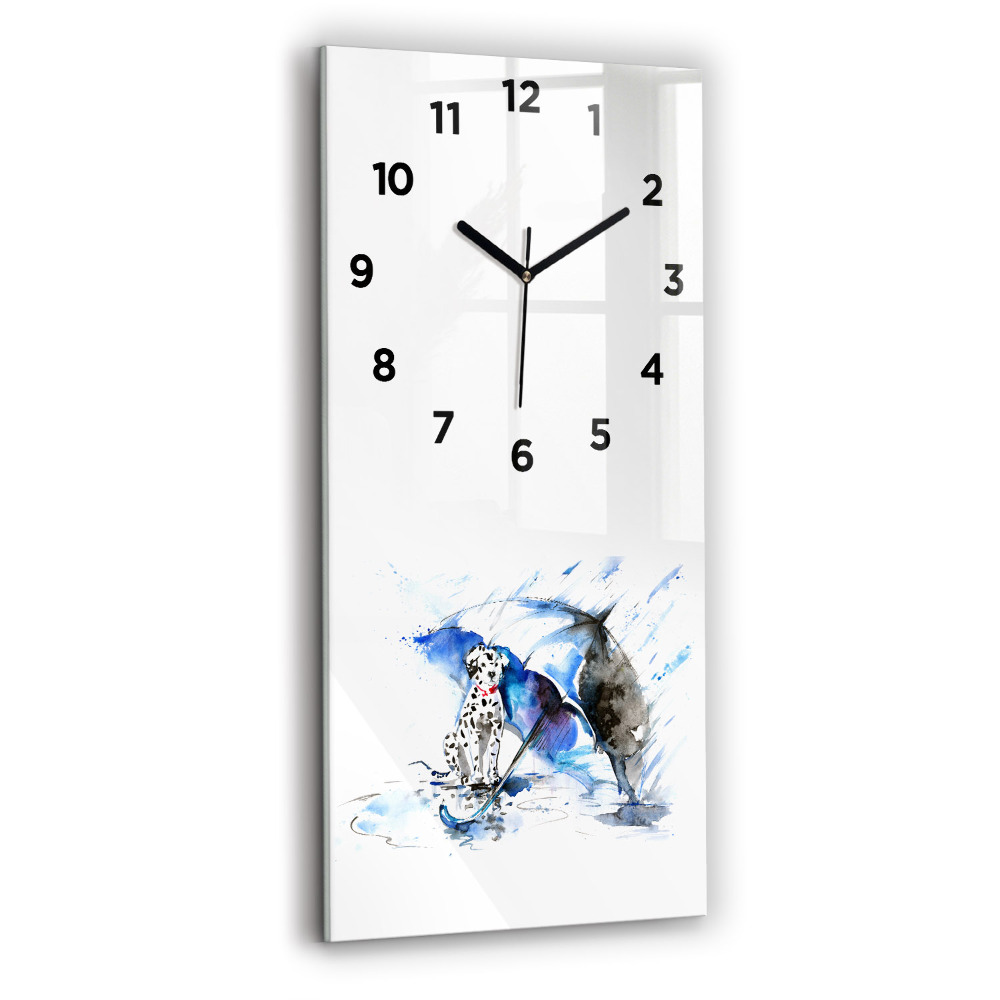 Horloge verticale en verre Dalmatien et parapluie