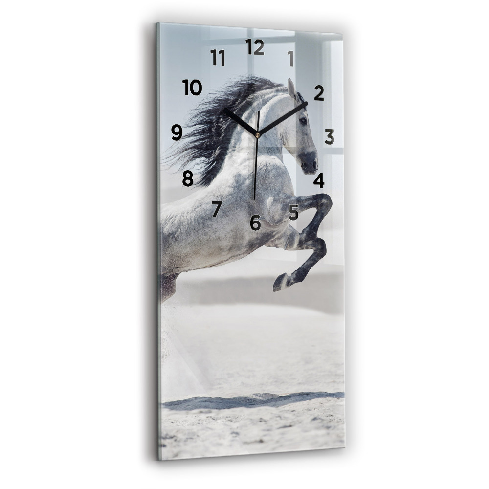 Horloge murale verticale Cheval blanc au galop