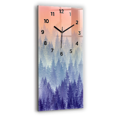 Horloge murale en verre rectangulaire Forêt dans la brume