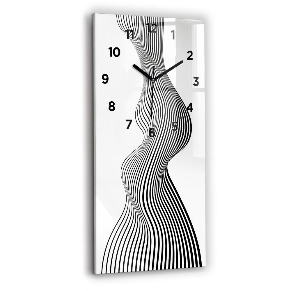 Horloge murale en verre rectangulaire Art en noir et blanc