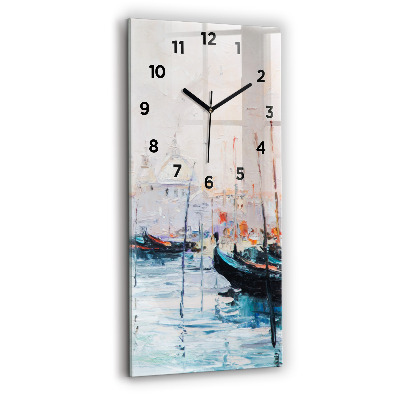 Horloge murale en verre rectangulaire Peinture à l'huile, yacht, mer
