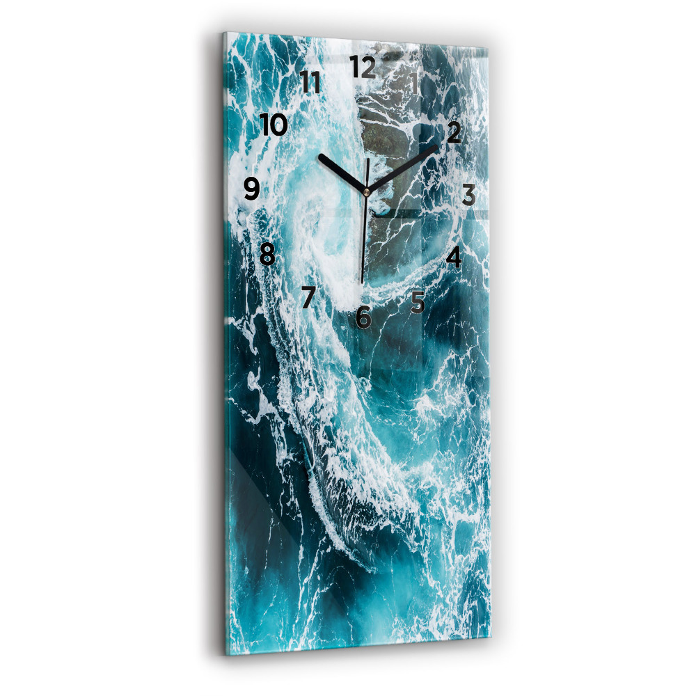 Horloge murale en verre rectangulaire Vagues écumantes et tourbillonnantes