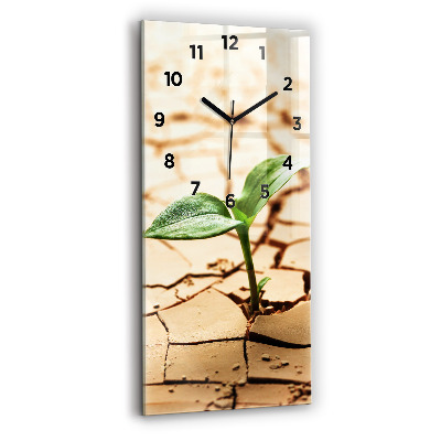 Horloge rectangulaire verticale Plante en terre sèche