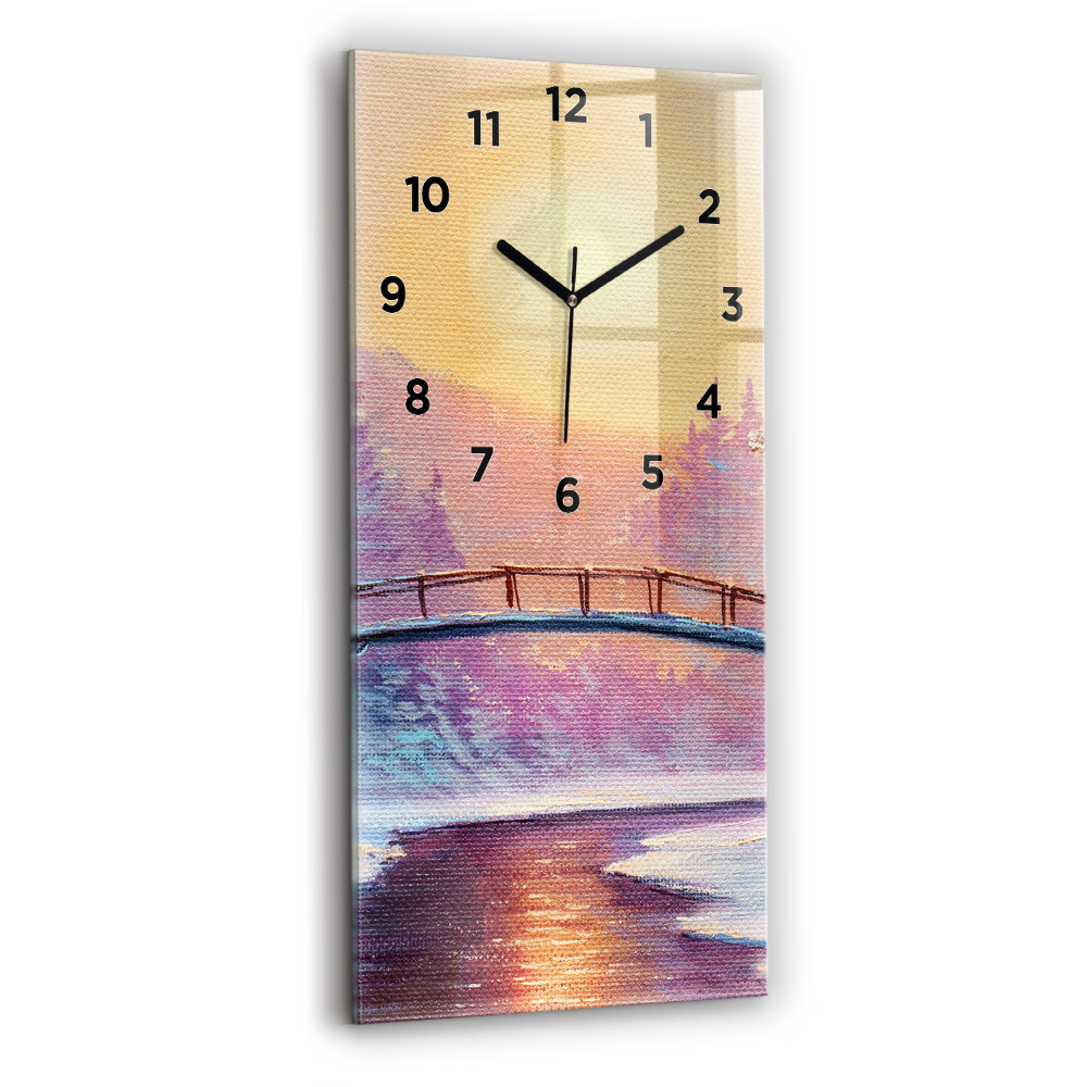 Horloge verticale en verre Arbre de Noël et pont