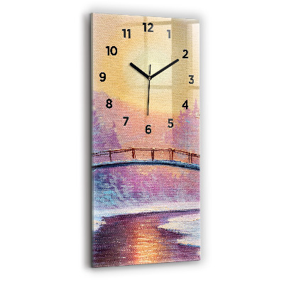 Horloge verticale en verre Arbre de Noël et pont