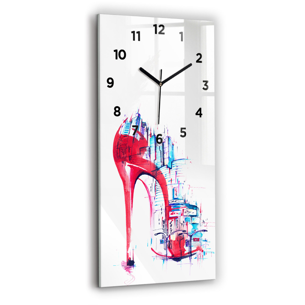 Horloge murale en verre rectangulaire Talon rouge