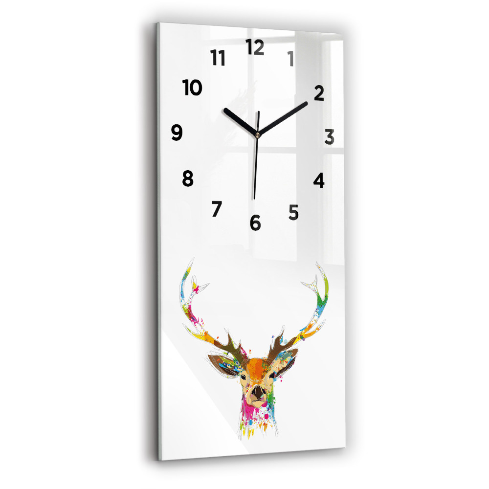 Horloge rectangulaire verticale Tête de cerf colorée