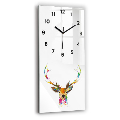 Horloge rectangulaire verticale Tête de cerf colorée