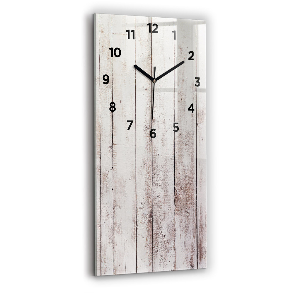 Horloge murale en verre rectangulaire Planches de bois clair