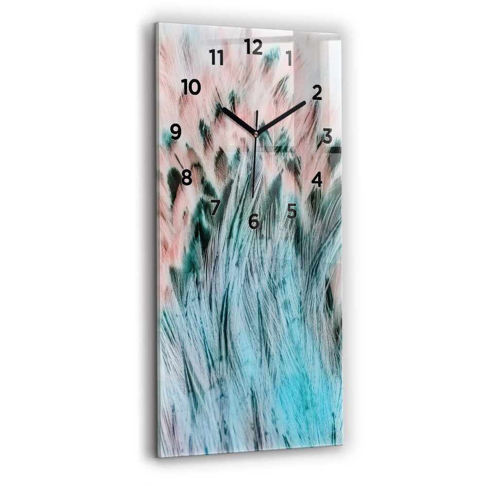 Horloge murale en verre rectangulaire Plumes colorées
