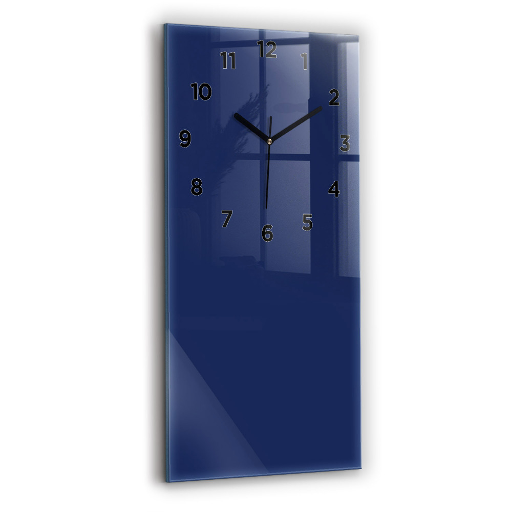 Horloge murale en verre rectangulaire Bleu marine