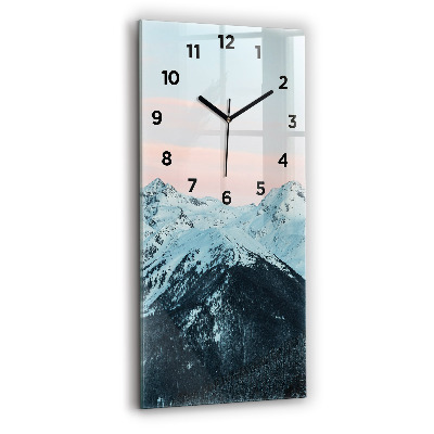 Horloge verticale en verre Chaîne de montagnes en hiver