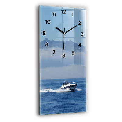 Horloge verticale en verre Bateau flottant sur l'océan