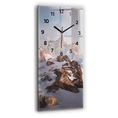 Horloge murale en verre rectangulaire Montagne enneigée