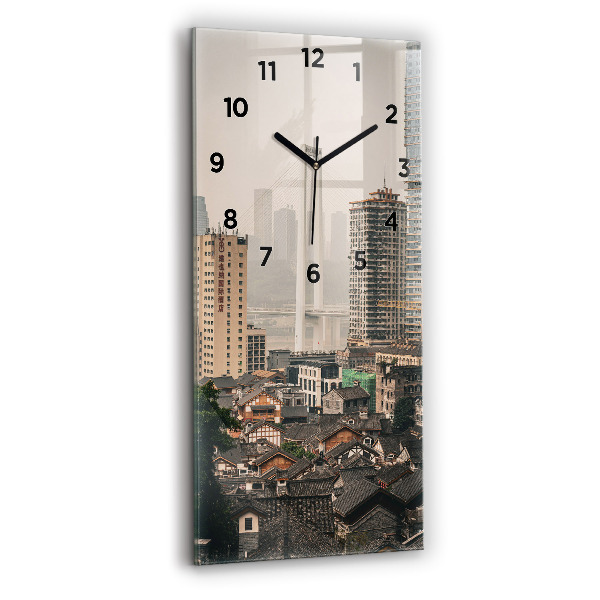 Horloge murale en verre rectangulaire Vieille ville de Chongqing