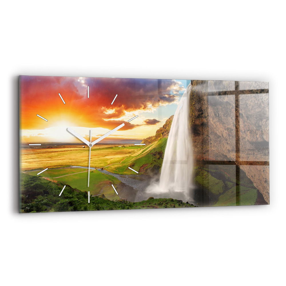 Horloge horizontale en verre Chute d'eau en Islande