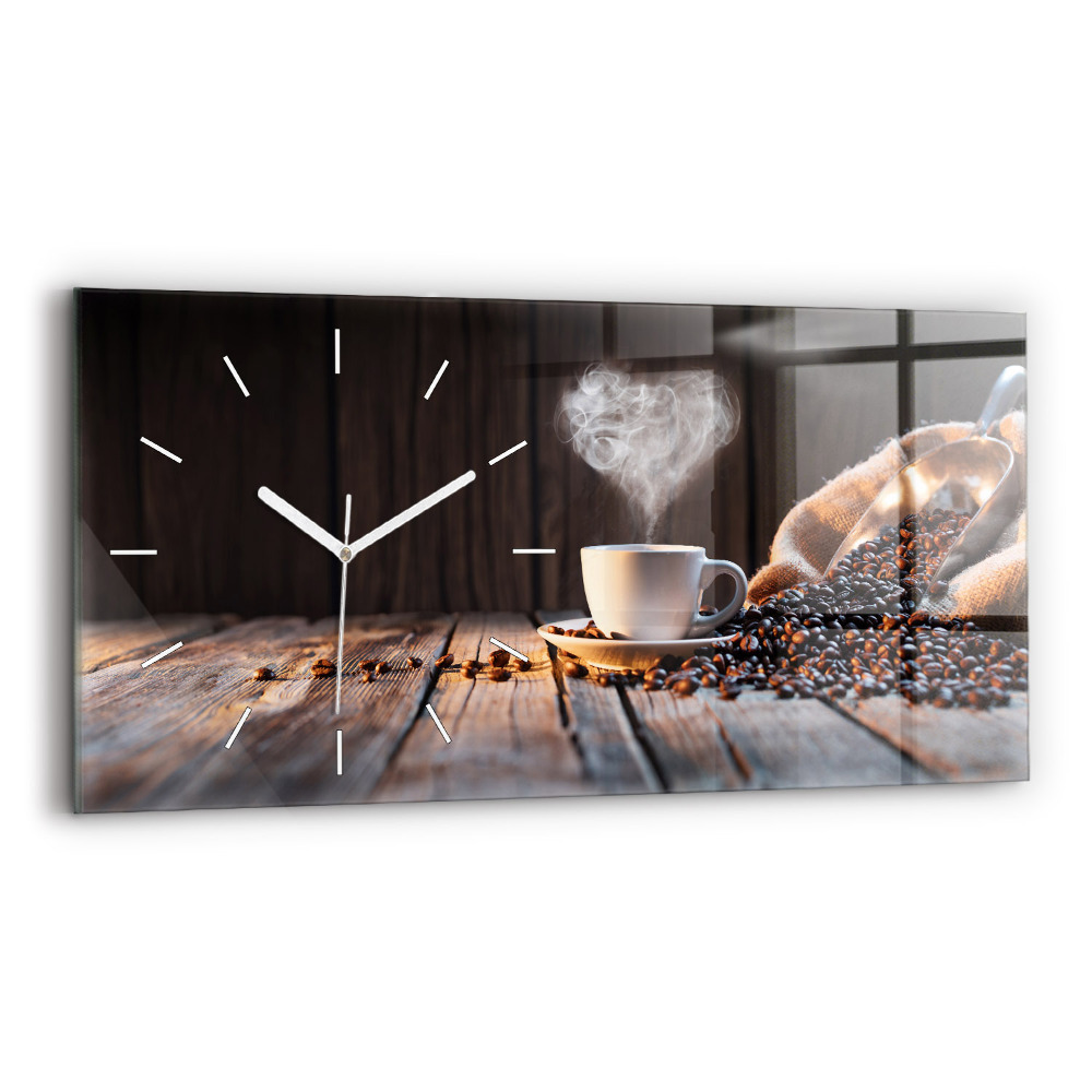 Horloge horizontale en verre Tasse de café