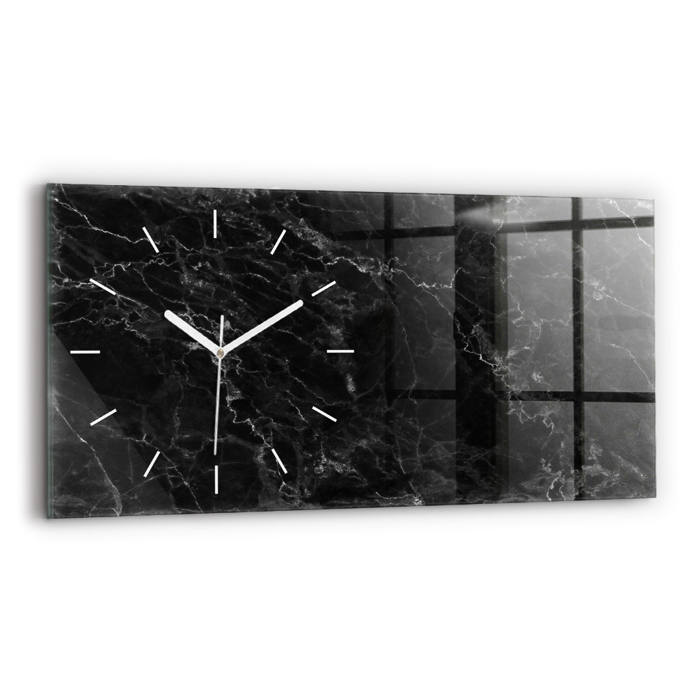 Horloge horizontale en verre Marbre foncé