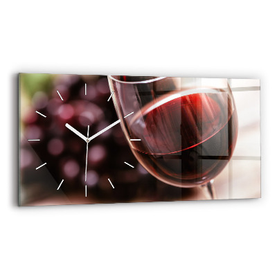 Horloge rectangulaire horizontale Verre de vin rouge