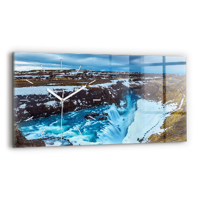 Horloge horizontale en verre Chute d'eau de Gullfoss en Islande