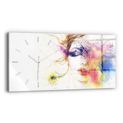 Horloge horizontale en verre Portrait d'une femme mystérieuse
