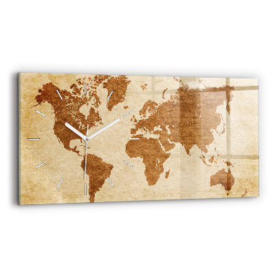 Horloge rectangulaire horizontale Carte du monde à l'ancienne