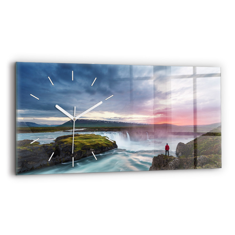 Horloge murale horizontale Paysage avec chute d'eau